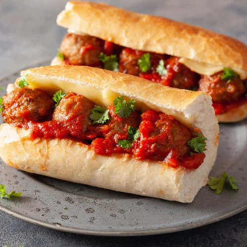 Meatball Sub - Hearty meatball sub with marinara and melted cheese